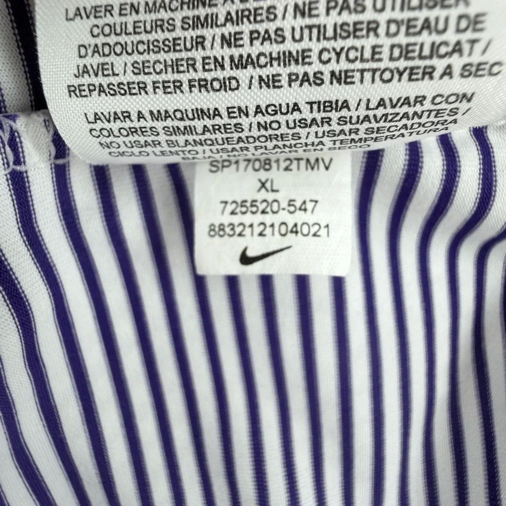 Nike Golf Dri-FIT LSU Tigers Striped Polo Shirt Men's XL Purple White NCAA - Picture 7 of 9